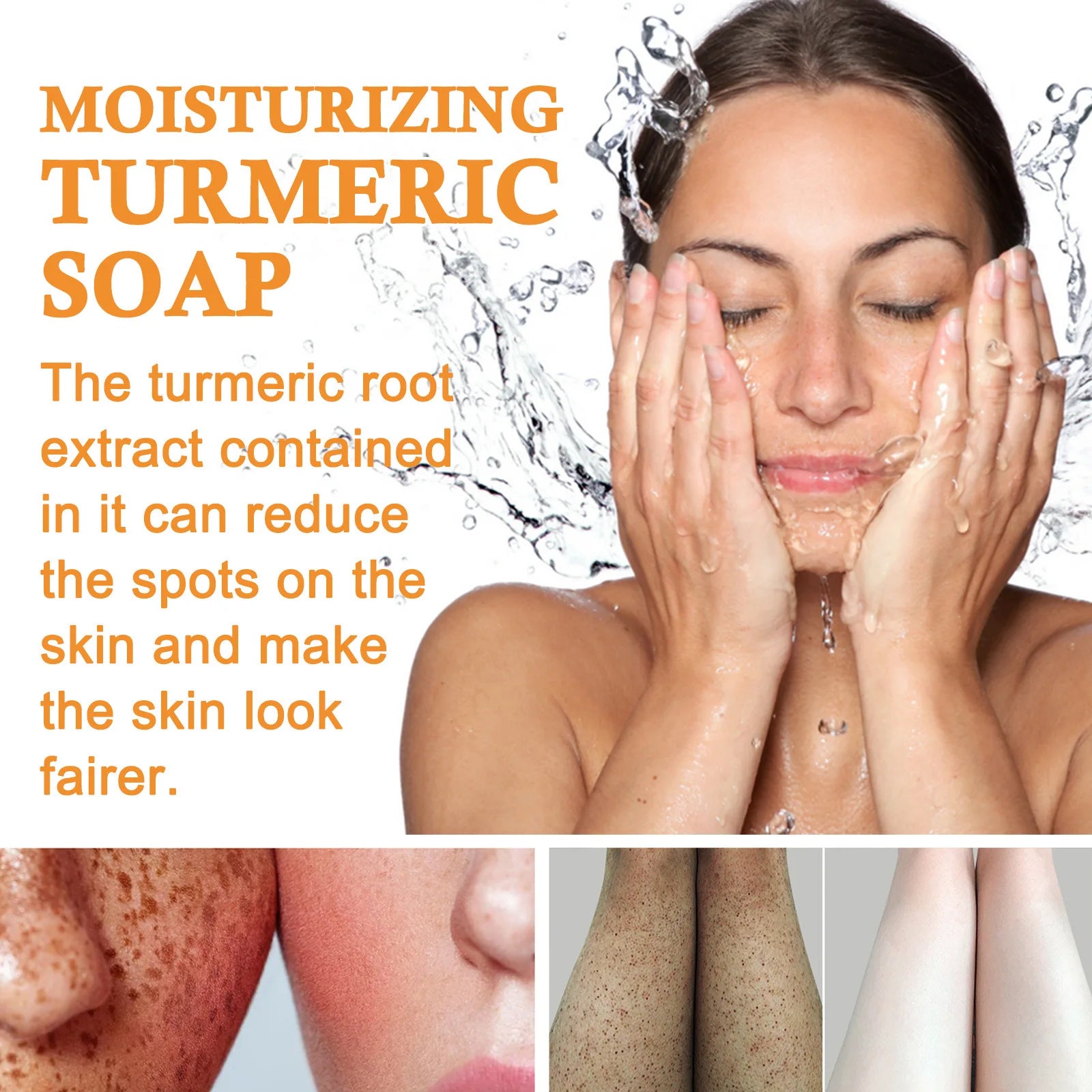 Whitening Turmeric Soap Remove Melasma Dark Spot Deep Cleaning Fade Pigmentation Bleach Lightening Melanin Brightening Body Soap