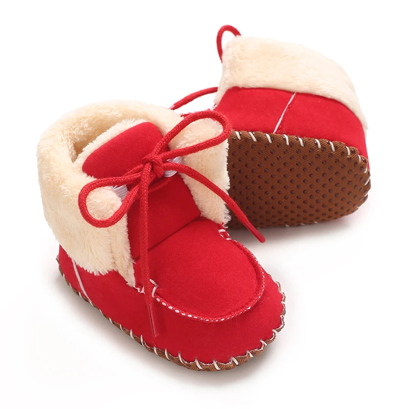 Autumn and Winter Baby Plush Thick Warm Cotton Shoes 0-18 Months Soft Soled Comfortable Non Slip Boots