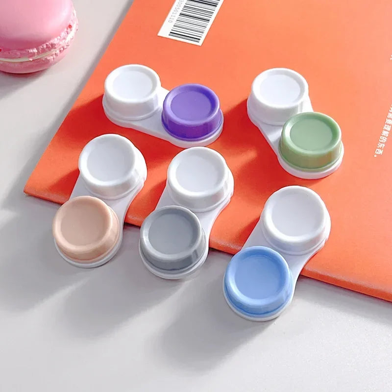 Colored Contact Lens Case Travel Kit Holder Lens Container Box 1 Pcs L+R for Eyes Contacts