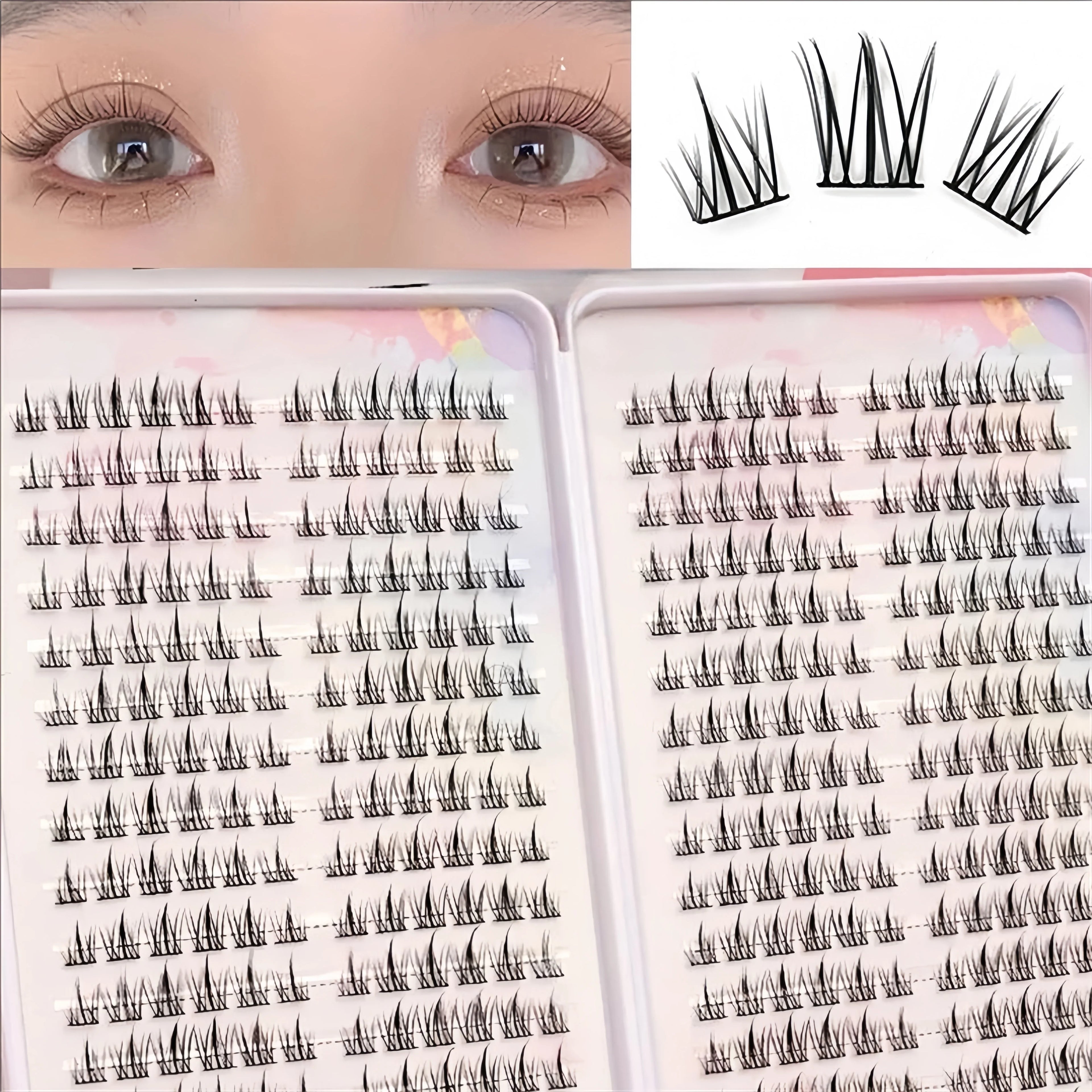 288 Large Eyelashes with Pointed Cat-Eye C-Curl 10-14Mm Eyelashes That Are Natural And Light Without Blinking to Enlarge