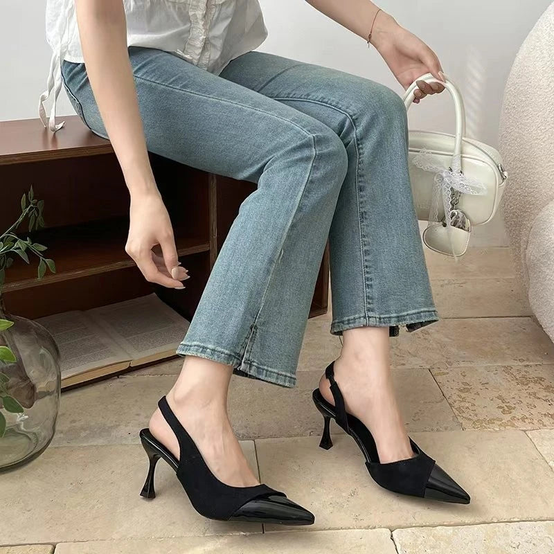 Women's Sexy Pointed-Toe Slingback Sandals — Summer 2026 Trend: Leather High Heels for Dresses — New Elegant Party Footwear