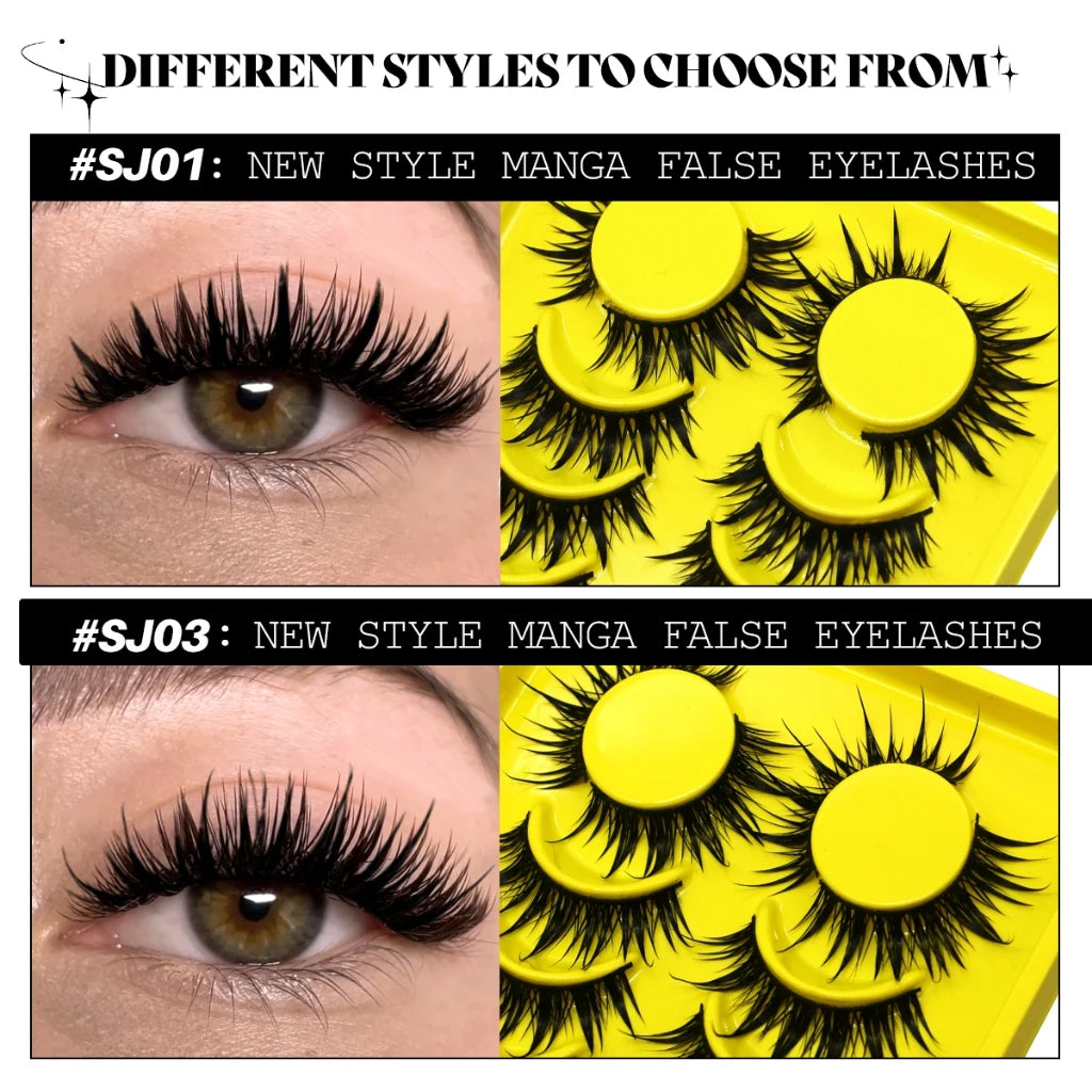 VELTRINAY Manga Lashes False Lashes Dramatic Faux Mink Lashes Wispy Natural Look Fox Eye Lashes Fake Lashes Makeup