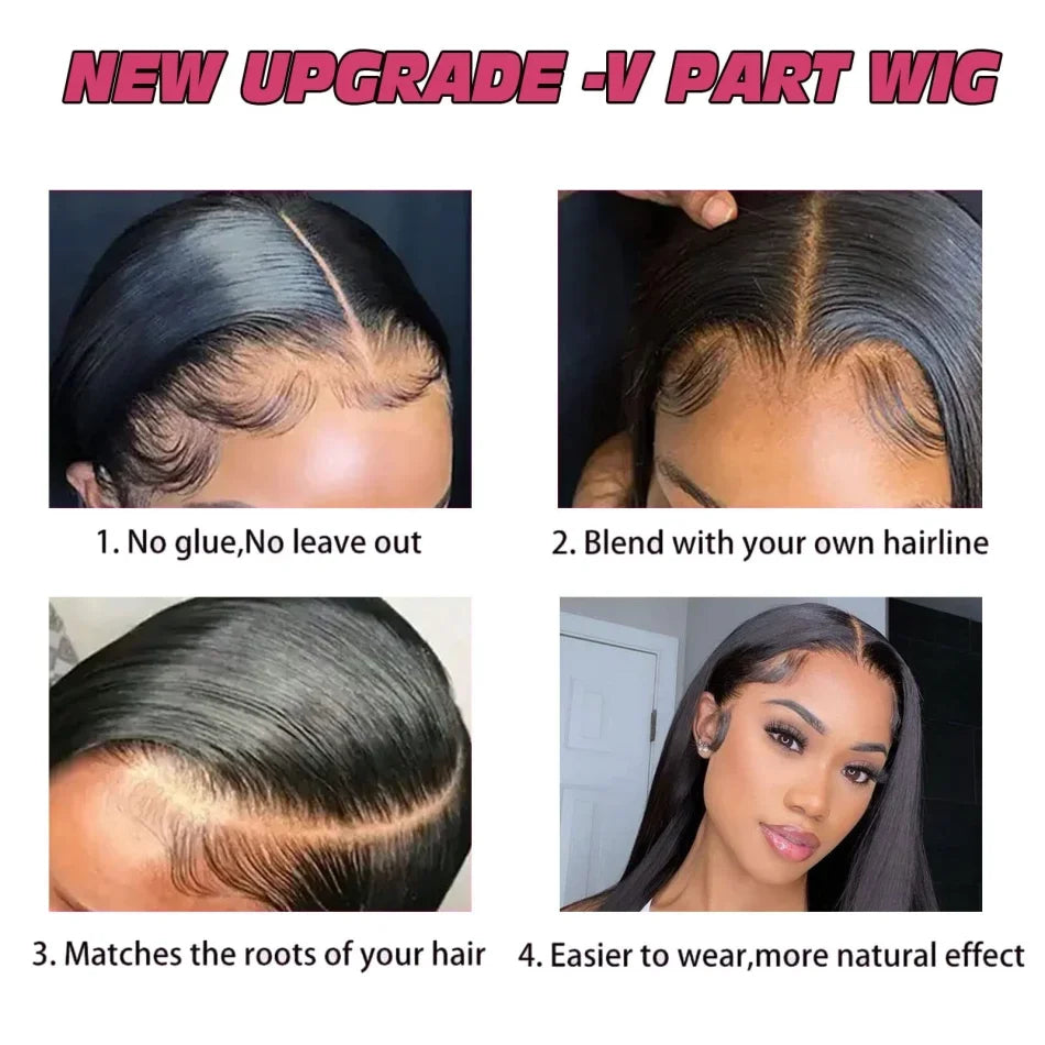 Straight Wig  Glueless  Natural Color No Sew In No Glue No Leave Out V Part Wigs