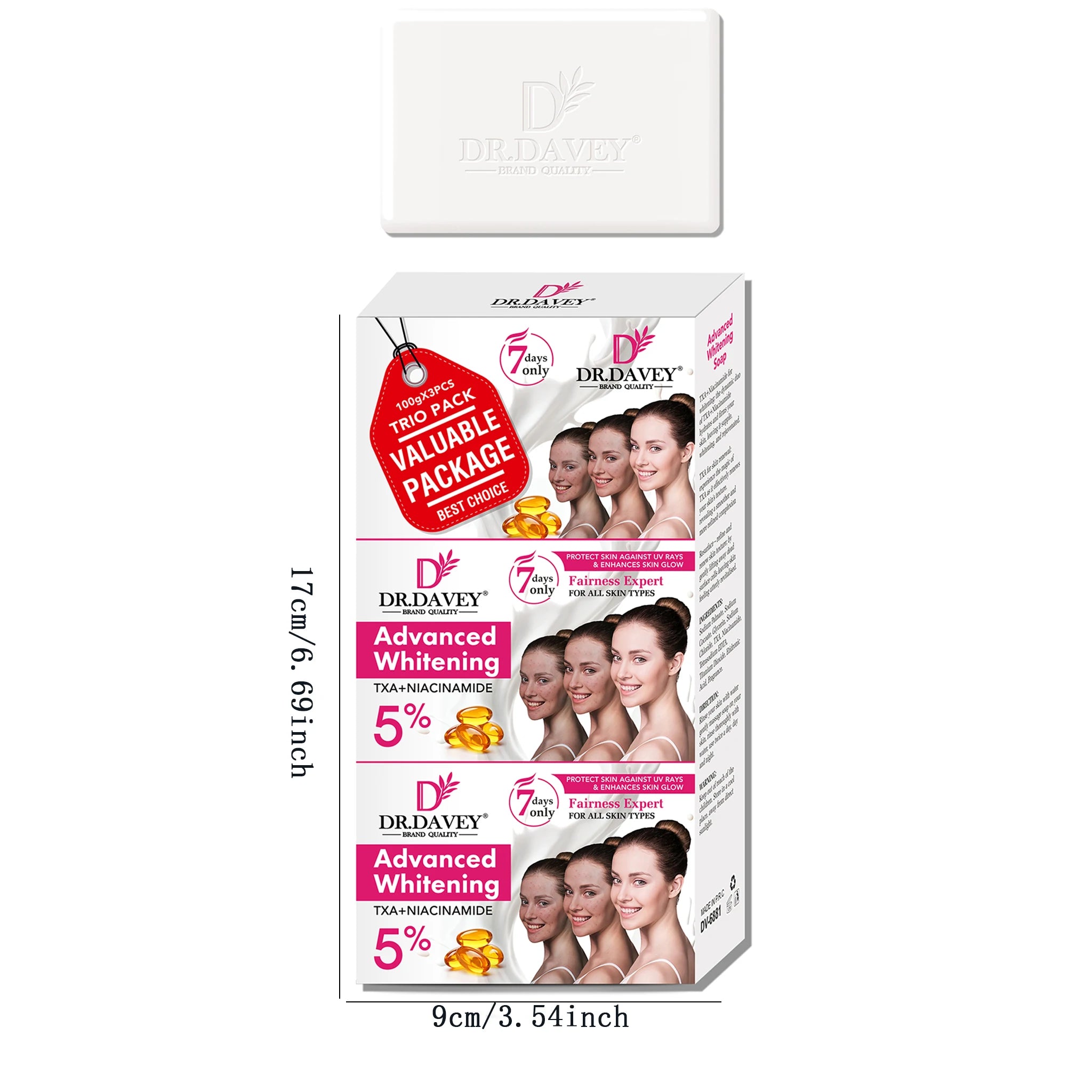 3pcs Advanced Whitening Soap Cleansing and moisturizing handmade soap for bathing, face washing, and skin moisturization
