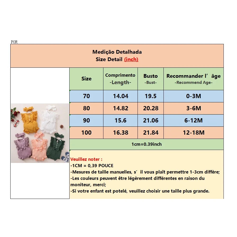 0-18 Months Newborn Baby Girl Plain Soft Bodysuit Lace Flared Sleeve Summer Romper with Headband Toddler Baby Girl Clothing
