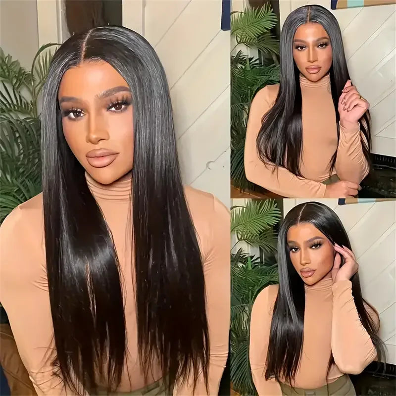 Glueless Wigs Virgin Human Hair Ready To Wear Pre Plucked Pre Cut No Glue 6X4 Bone Straight 100% Human Hair Lace Wigs for Women
