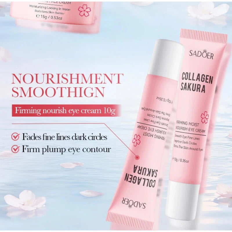 Korean Sakura Skin Care Sets Moisturizing Nourishing Face Cream Serum Toner Lotion Eye Cream Face Skin Care Gift Box Set