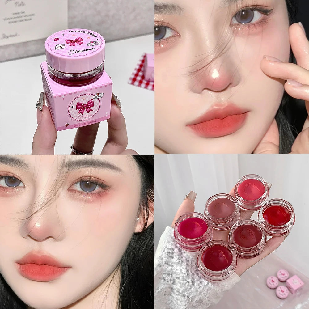 Lip and Cheek Dual-Purpose Lip Mud Lipstick SHAQINUO Natural Smooth  Easy-apply All-match Matte Monochrome Blush Cream