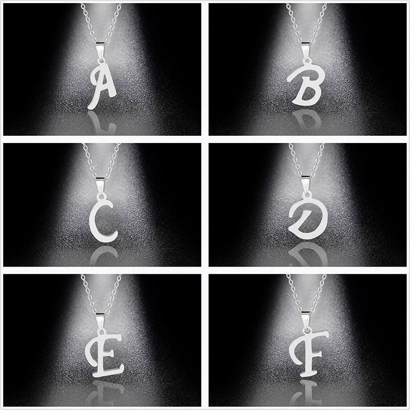 A To Z 26 Letters Initial Minimalist Stainless Steel Pendant Necklaces For Women 26 Alphabet Birthday Gifts Jewelry