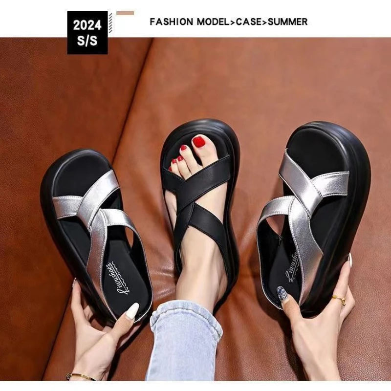 Women's Beach Sandals  New Thick Bottom Soft Sole Dress Fashionable Summer Platform Outdoor Slippers Sandalias De Mujer