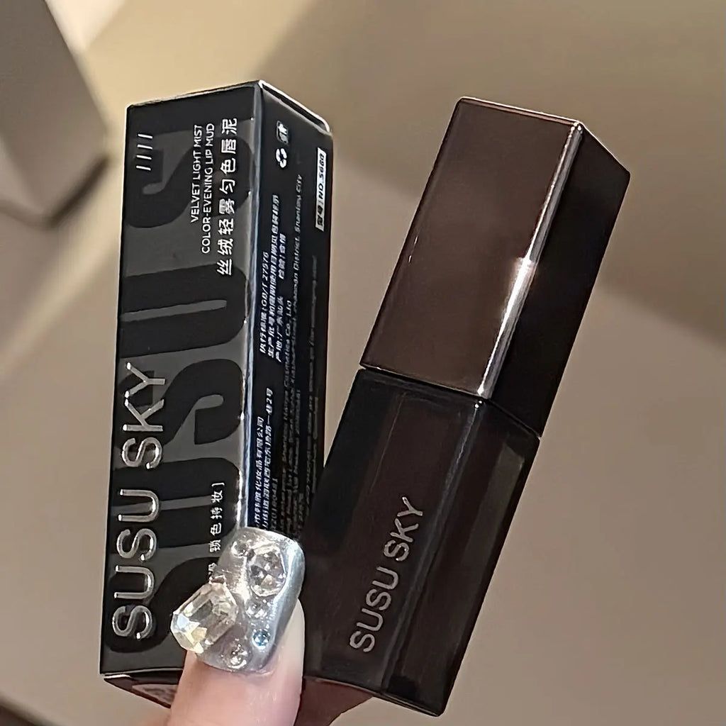 Waterproof Punk Gothic Matte Black Lipstick Purple Lipgloss Makeup Mousse Lip Mud Dark Red Brown Lipstick Non-stick Cup Lip Tint