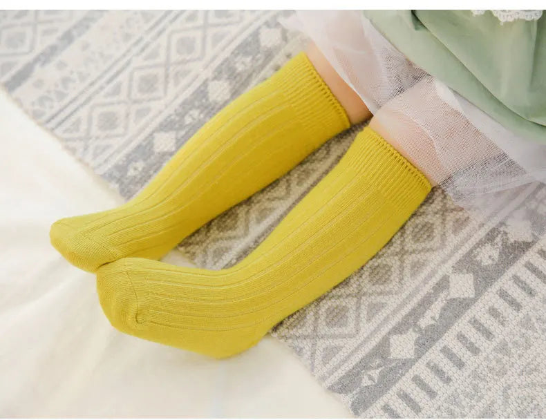 Baby Socks Newborn Kids Infant Girls Boys Knee High Sock Toddler Girl Solid Cotton Stripe Plain Long Sock For 0-3Years Children