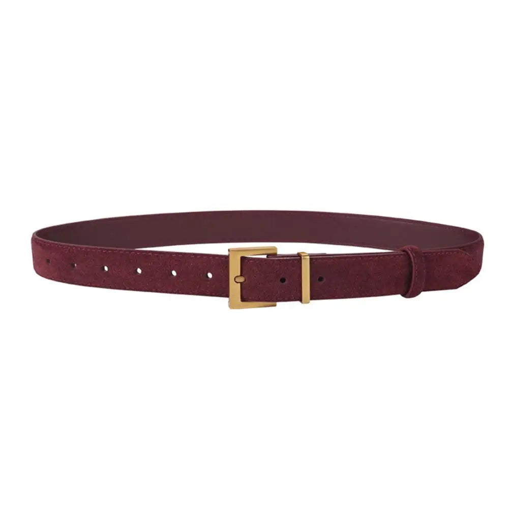 Women Belt Suede Cowhide Genuine Leather Belt 2.8cm Wide Fashion Belts With Metal Buckle Matched For Jeans Dresses Waistband