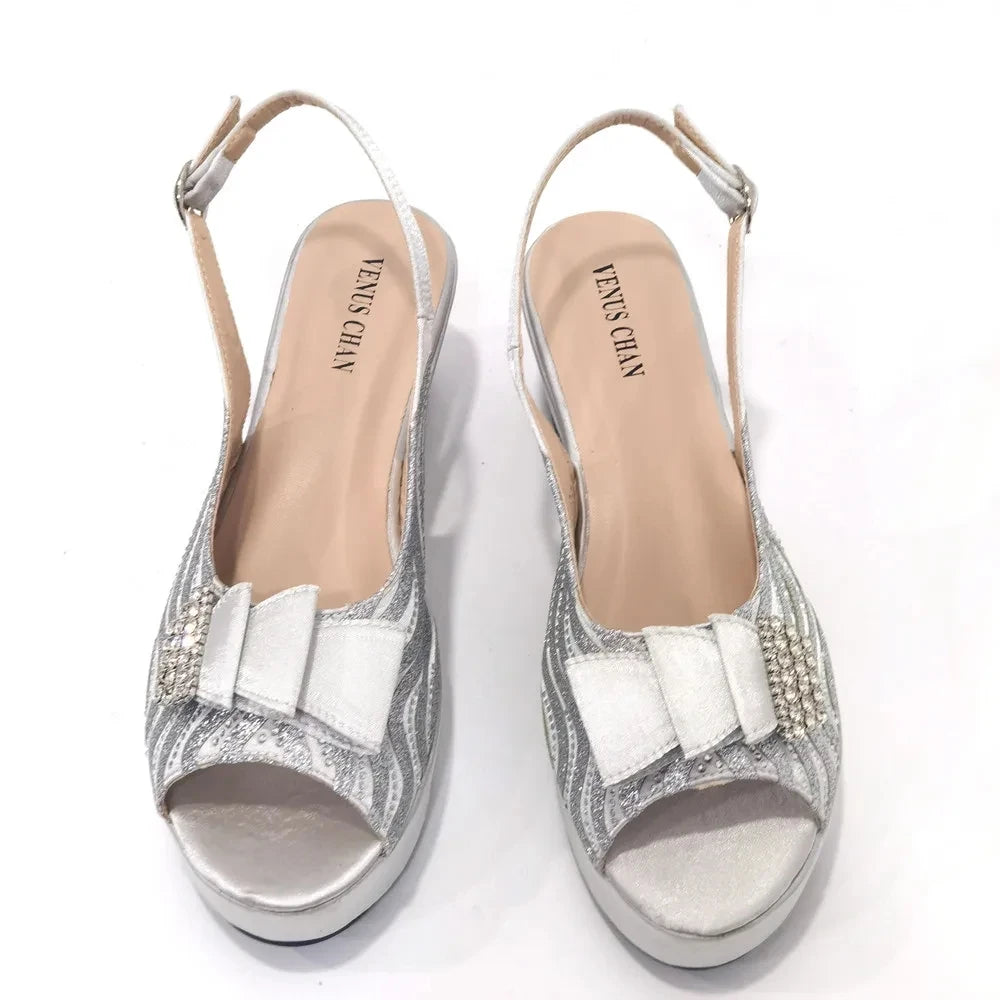 Sandals Italian Fashion Casual Flat Slippers Hollowed Out With Diamonds Women's Shoes African Party Outdoor Shoes