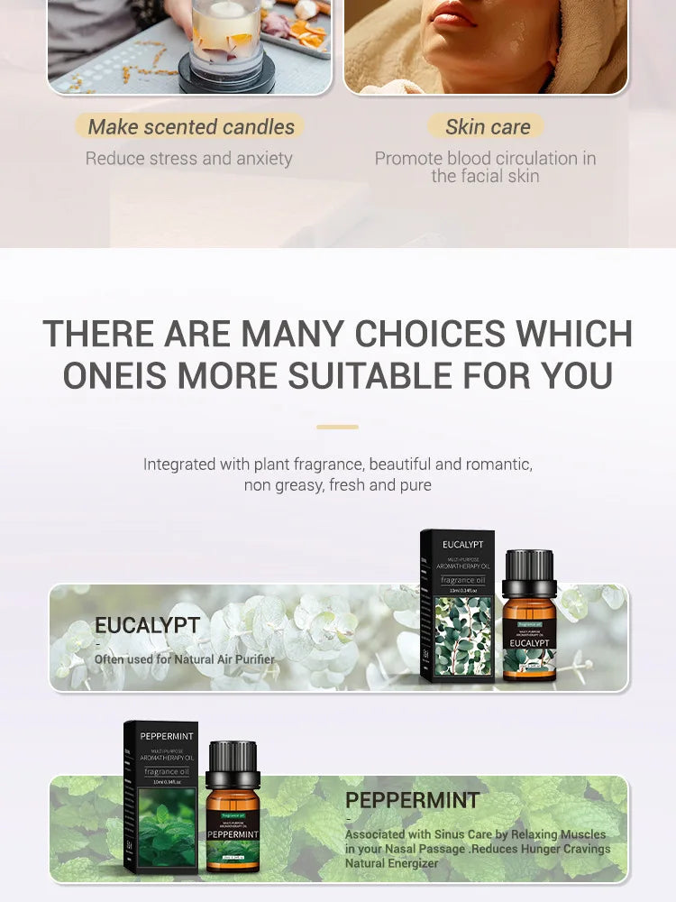 20 Flavors Essential Oils for Aroma Diffuser Air Humidifier Home Water-soluble 10ml Air Freshener Scents Fragrance Oil Perfume
