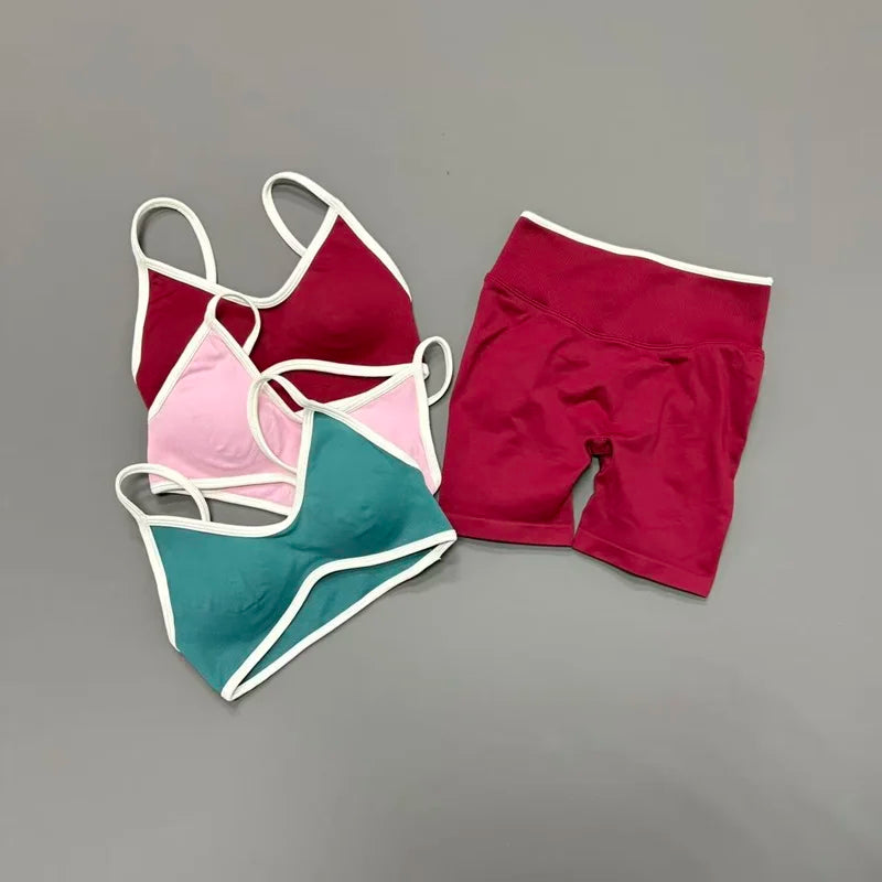 2 Piece Workout Sets Women High Stretch Scrunch Butt Ignite Shorts Sports Bra Gym Fitness Jogging Cycling Active Sports Suits