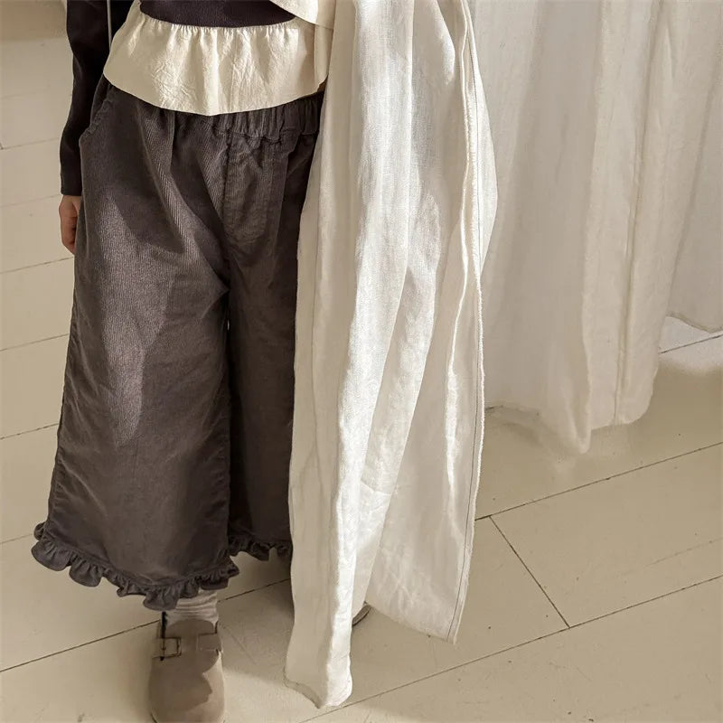 2026 Spring New Girls Cotton Loose Harem Pants Children Girl Clothes Casual Ankle-length Trousers Toddler Kids Corduroy Pants
