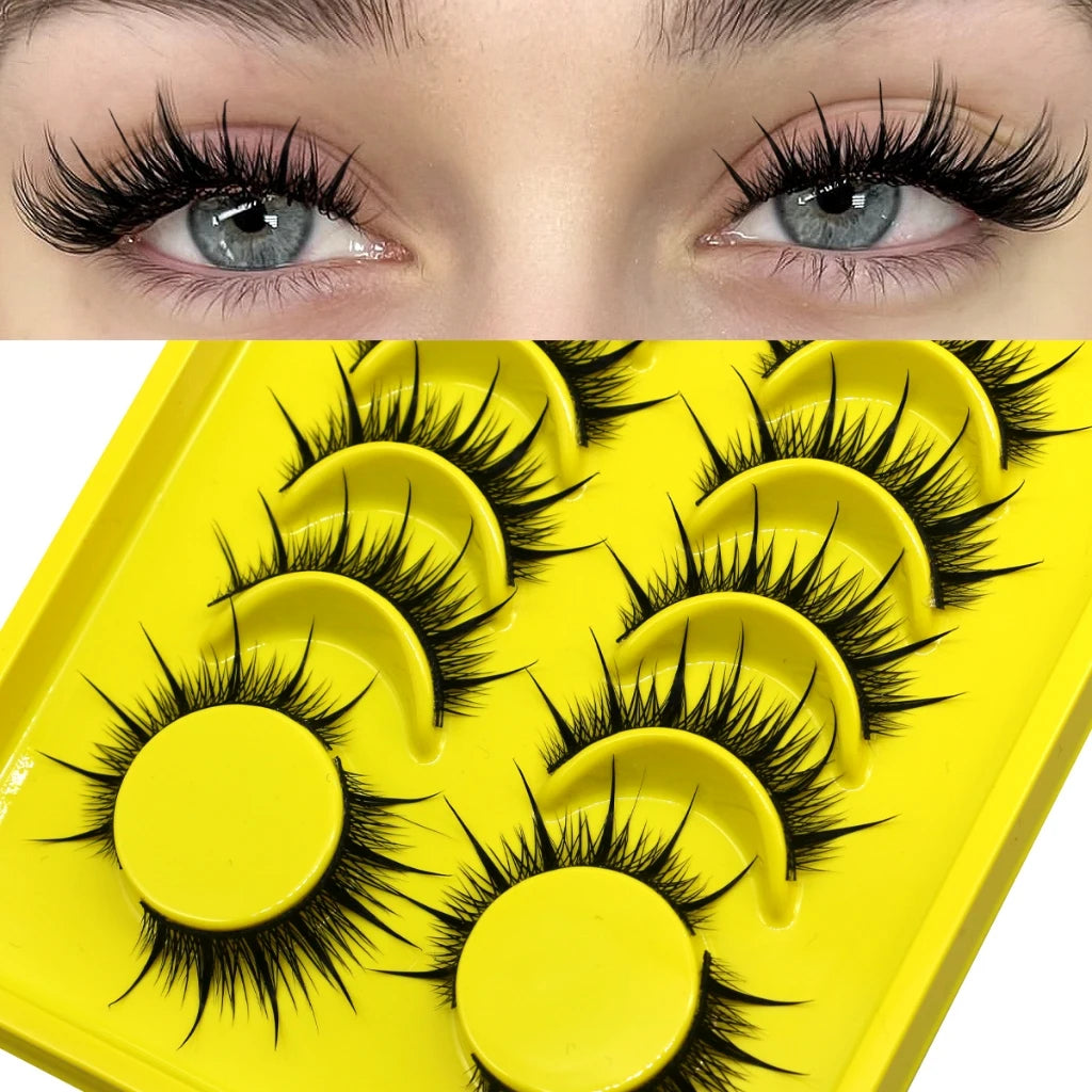 VELTRINAY Manga Lashes False Lashes Dramatic Faux Mink Lashes Wispy Natural Look Fox Eye Lashes Fake Lashes Makeup