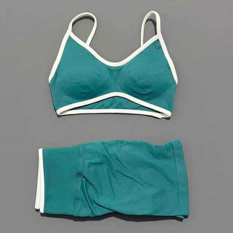 2 Piece Workout Sets Women High Stretch Scrunch Butt Ignite Shorts Sports Bra Gym Fitness Jogging Cycling Active Sports Suits