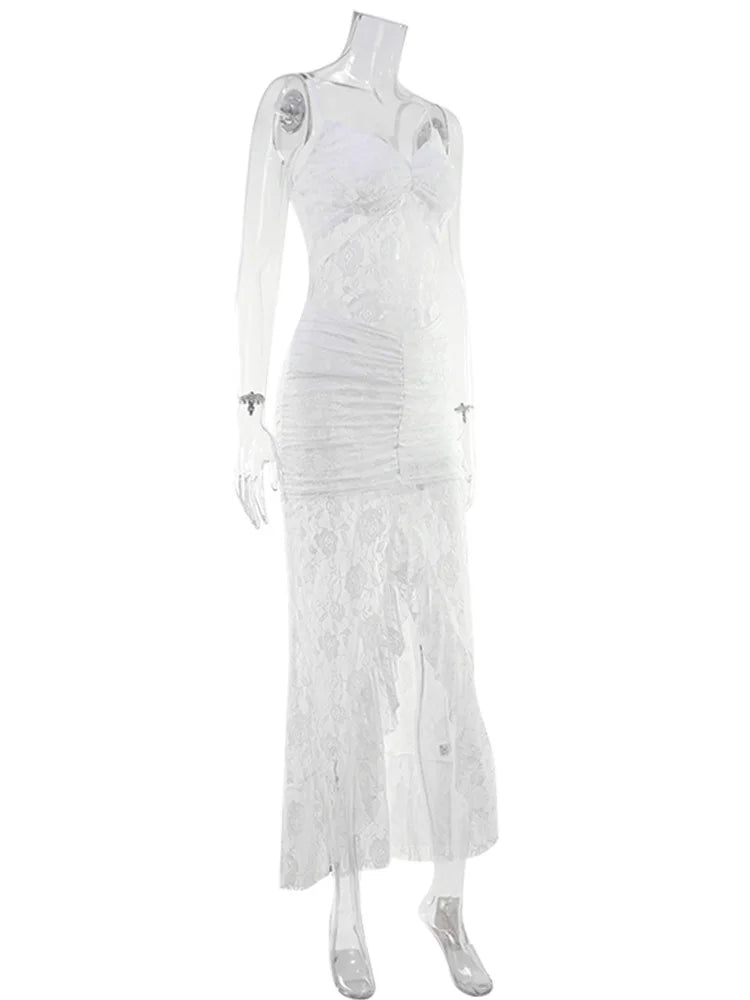 CNYISHE Lace Sheer Camisoles Solid Split V Neck Sheath Women Dresses Fashion Holiday Beach Sexy Club Female Bodycon Vestidos