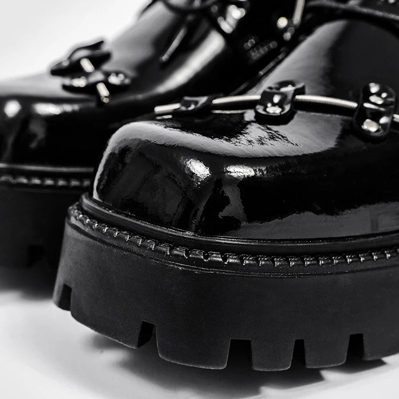 Brand New Black Brogue Shoes Men Classic Platform Oxford Dress Shoes Men Retro Patent Leather Footwear Low-Ankle Party Shoes