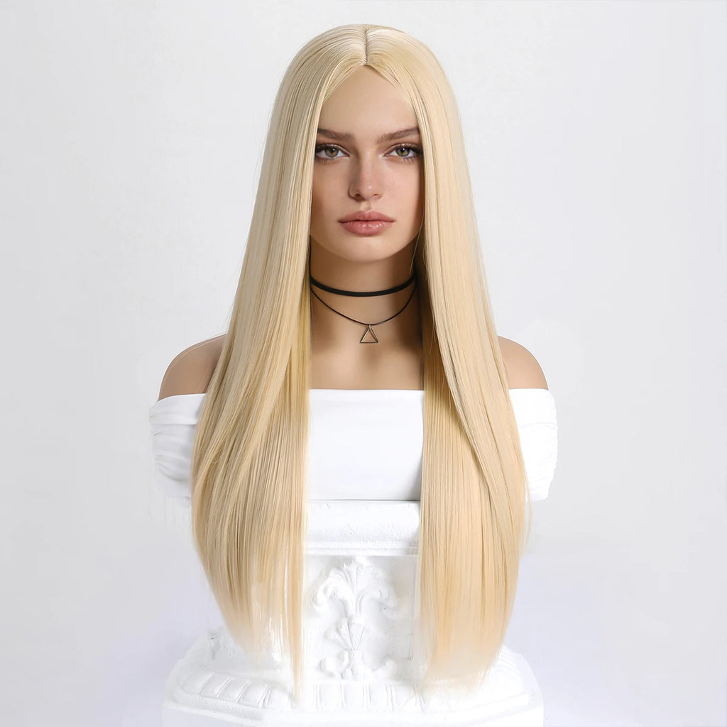 Wig with Bangs for Women  Long Straight Heat Resistant Synthetic Wig for Daily Use, Party, Halloween, Cosplay 26 Inch Wig for