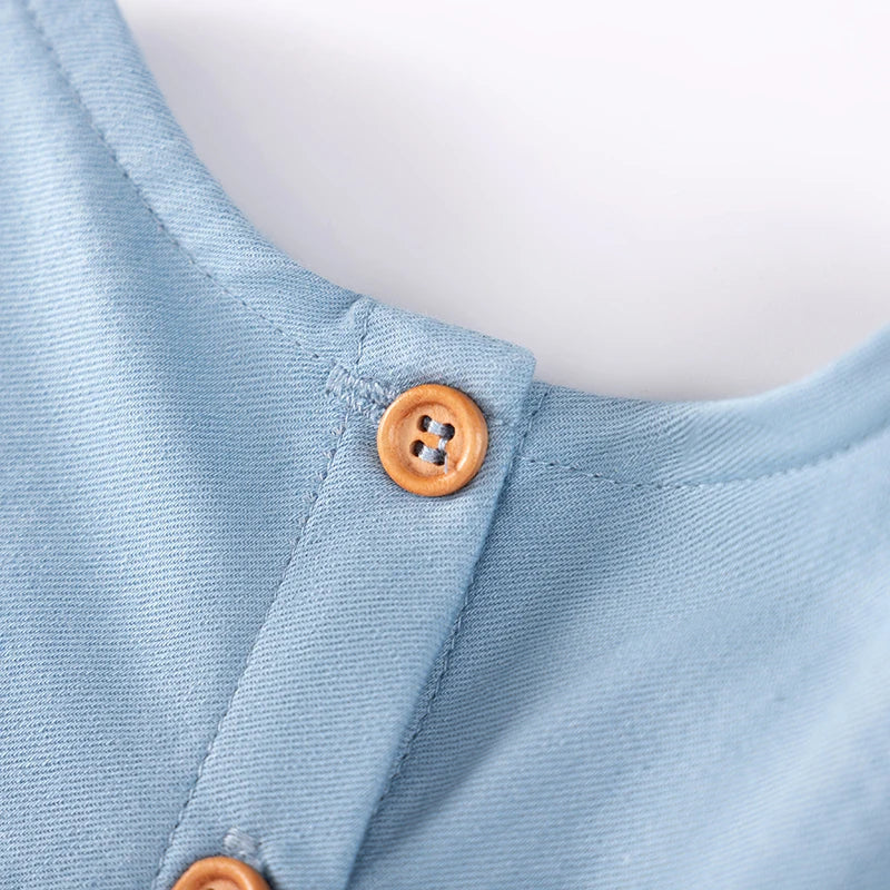 Little maven Children's Clothing Baby Girls 2026 Summer Cartoon Casual Cherry Denim Dresses Kids Clothes Holiday Gifts