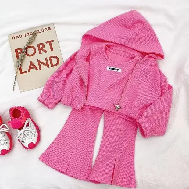 Girls Clothing Sets Toddler Baby Girls Clothes 3Pcs Outfit Kids Suit Clothes Knit Tops +Flared Pants+Coat Comfortable