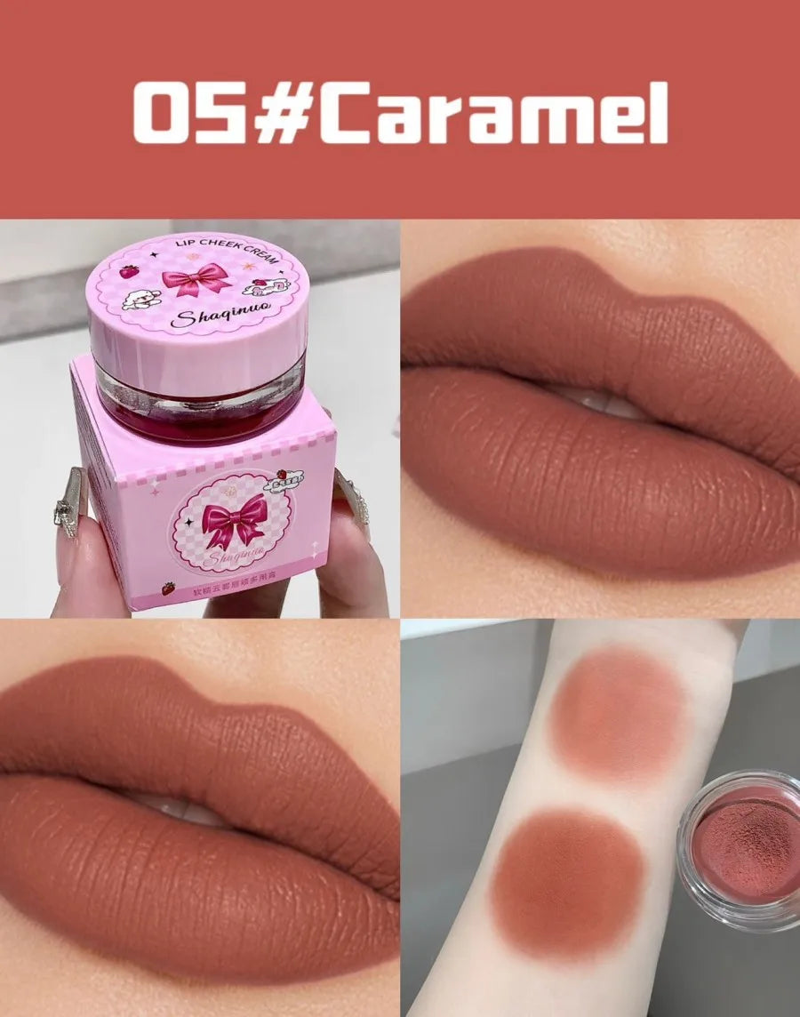 Lip and Cheek Dual-Purpose Lip Mud Lipstick SHAQINUO Natural Smooth  Easy-apply All-match Matte Monochrome Blush Cream