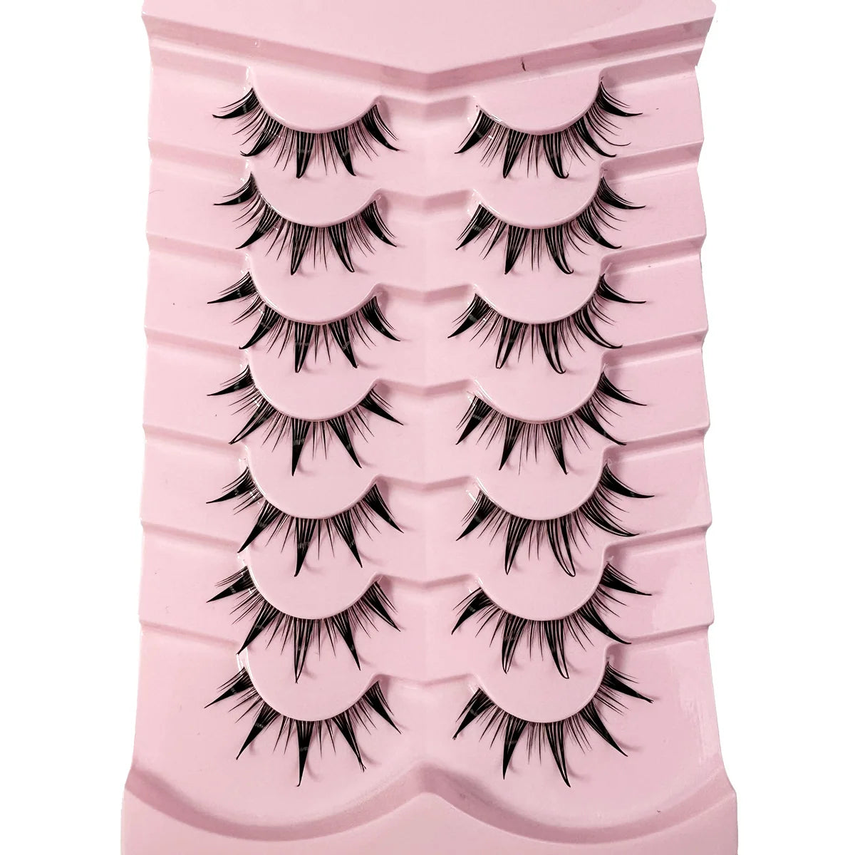 5/7/14Pairs Manga Lashes with Clear Band Japanese Anime Cosplay Eyelashes Spiky Wet Look Lashes Asian False Eyelashes Clusters