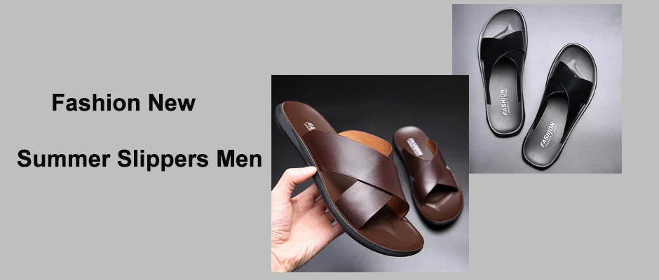 Sandals for Men Slippers Genuine Leather Luxury Brand Fashion  Men Flats Casual Non-slip Beach Sandalia Zapatos Hombre 2024