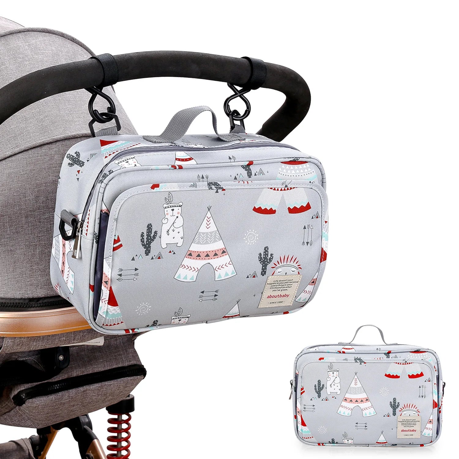 Baby Stroller Bag Waterproof Portable Outing Travel Mummy Bag Multifunction Diaper Bottle Storage Hanging Bag Pram Organizer