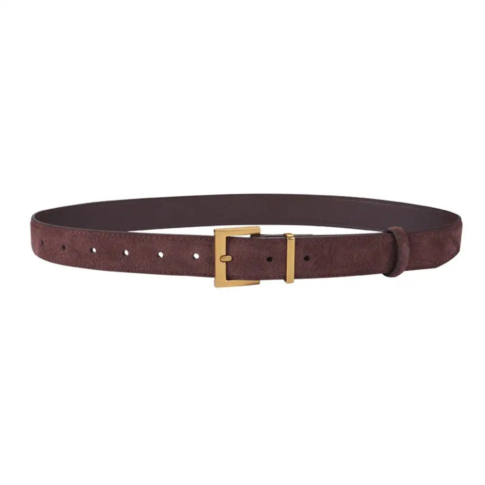 Women Belt Suede Cowhide Genuine Leather Belt 2.8cm Wide Fashion Belts With Metal Buckle Matched For Jeans Dresses Waistband