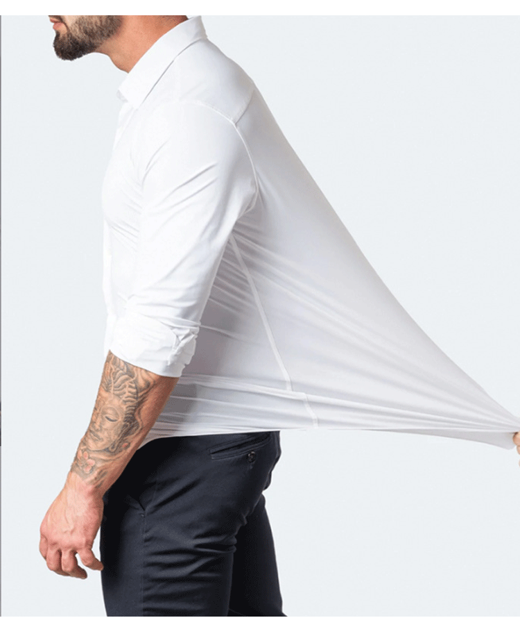 6xl summer black White Oversize men's long-sleeved Dress shirt  High quality elastic force non-iron  business casual