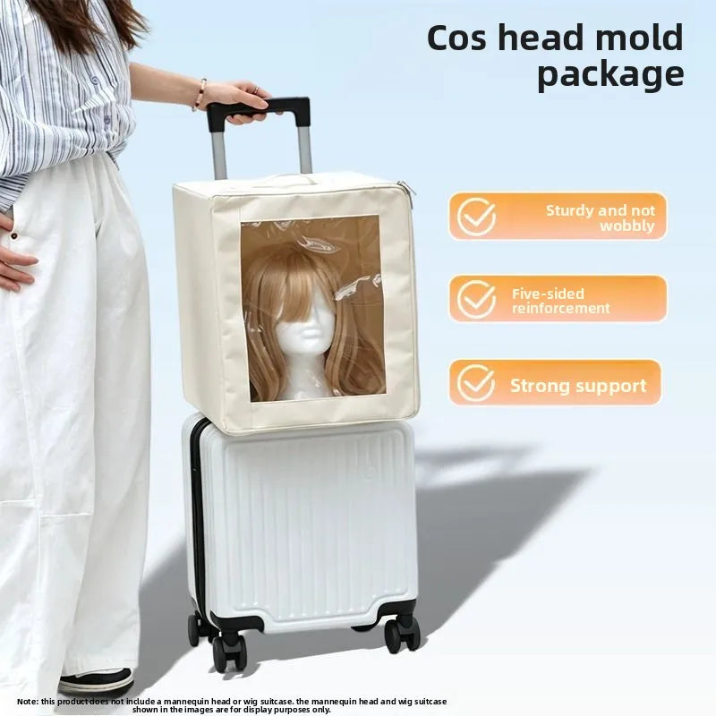 Wig Storage Bag Head Model Organizer Box Backpack Wig Protective Pouch Portable Dustproof Waterproof Travel Breathable Wig Carry