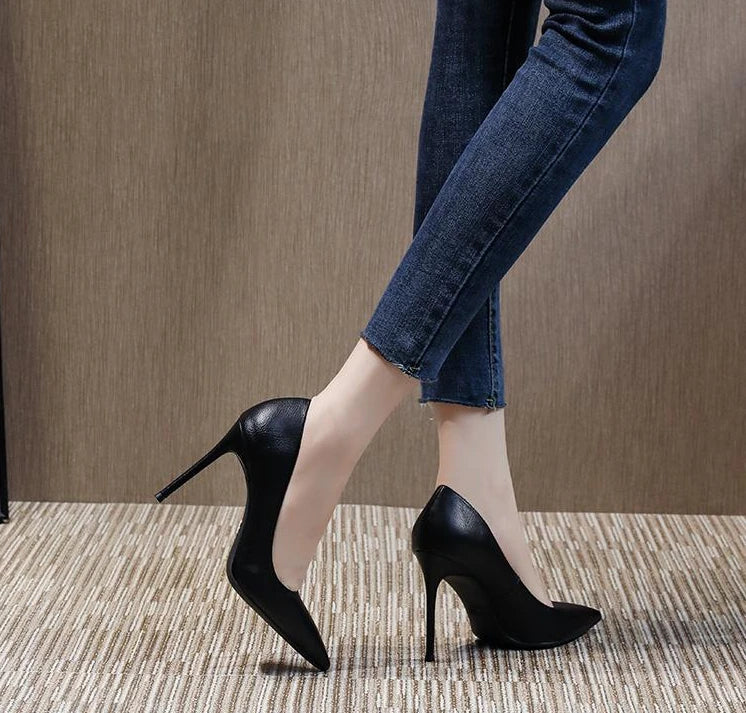 Black Women's Shoes Sexy Super High Heel Formal Pointed Toe Ladies Pumps Spring Footwear Lastest Premium And Low Price 39
