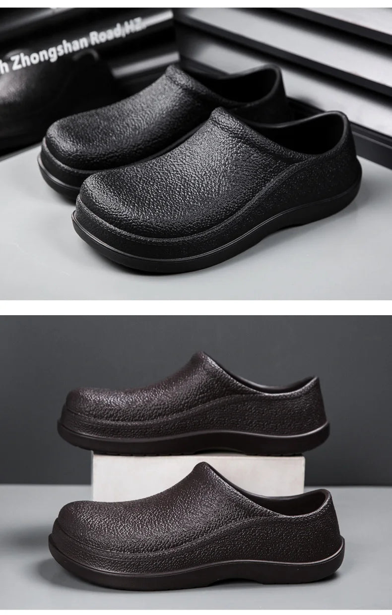 Men Chef Shoes Man Summer Beach Slippers Water-proof Oil-proof Kitchen Shoes Non-slip Garden Clogs Hotel Work Shoe EVA Sandal