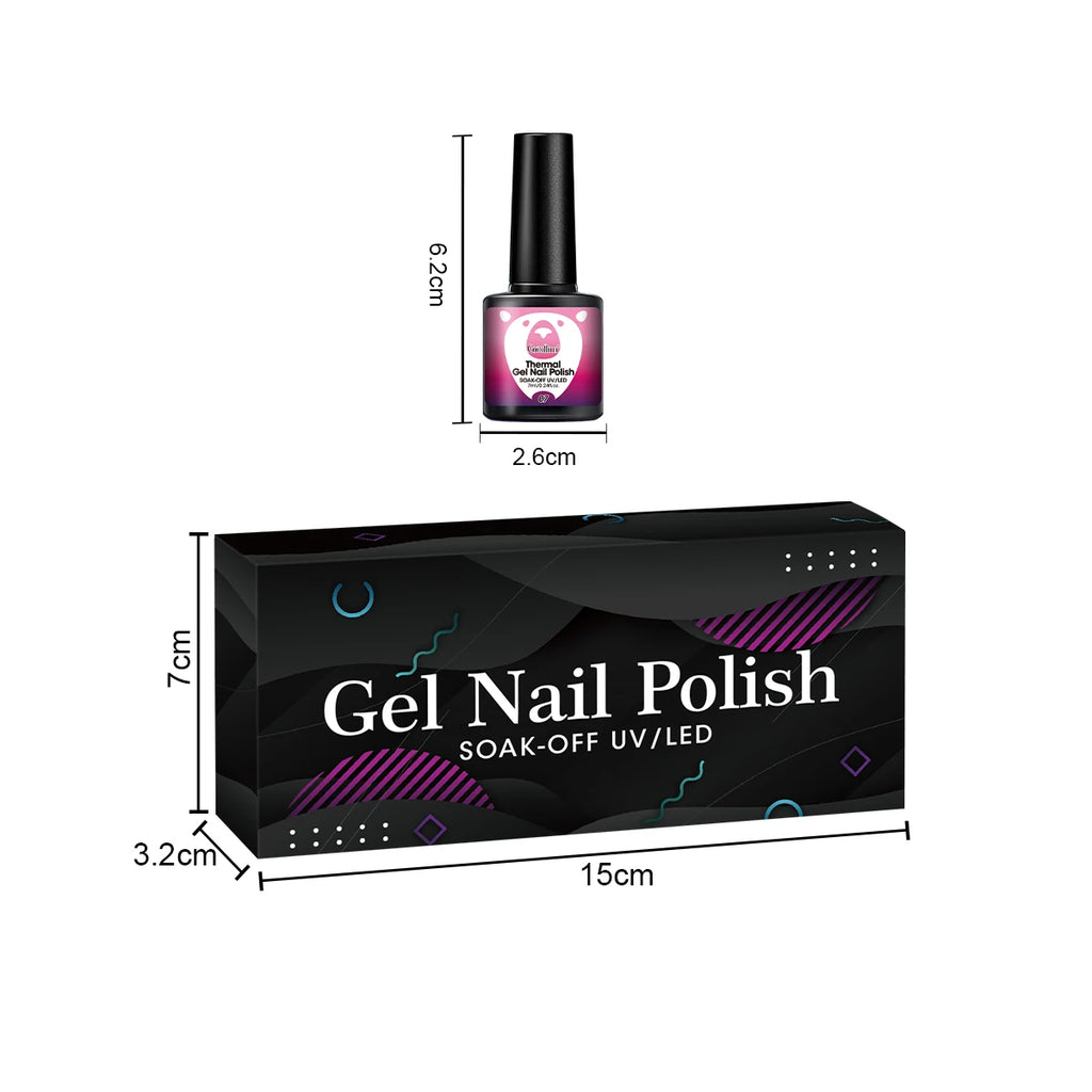 12-Piece Heat-Sensitive Nail Polish Set - Color-Changing, Glittery, Water-Absorbing Nail Polish for Hand and Nail Art, Long-Last