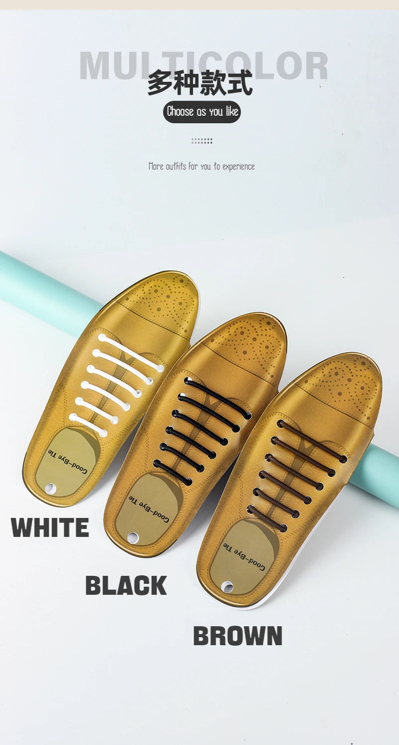 Silicone Shoelaces No Tie Shoelaces Men Elastic Laces Sneakers Kids Adult Round Leather Shoelace Rubber Bands for Shoes 12Pcs