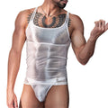Sexy Men Oil Glossy Shiny Tank Tops Thin High Elastic Men Fashion Vest Shaper Wear Sleeveless T-shirts Allure Cross Tops