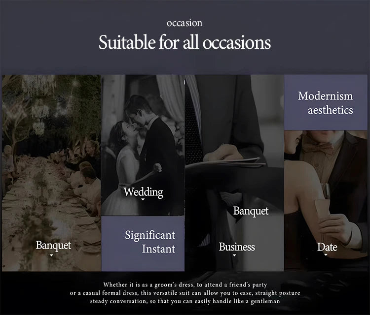 elegant man suits high quality 3 piece （Jacket + vest + pants）slim fit formal office and leisure banquet groom's suit