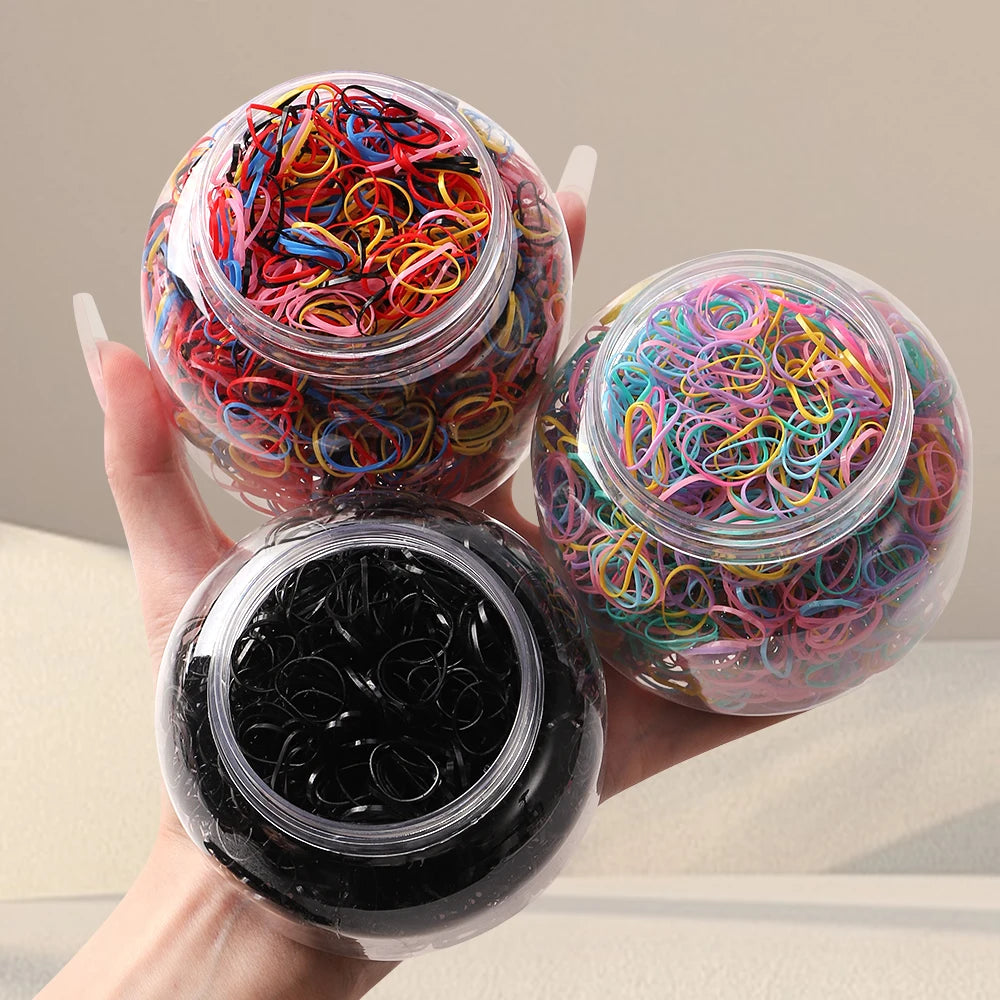500Pcs Girls Colourful Disposable Rubber Band Elastic Hair Bands Headband Children Ponytail Holder Bands For Kids Accessories