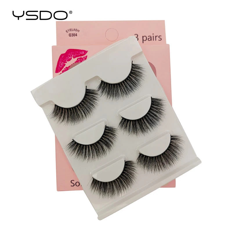 YSDO 3/4 Pairs Eyelashes Natural Long 3d Mink Lashes Faux Cils Hand Made Mink Eyelashes Strip Makeup False Lashes Volume Cilios