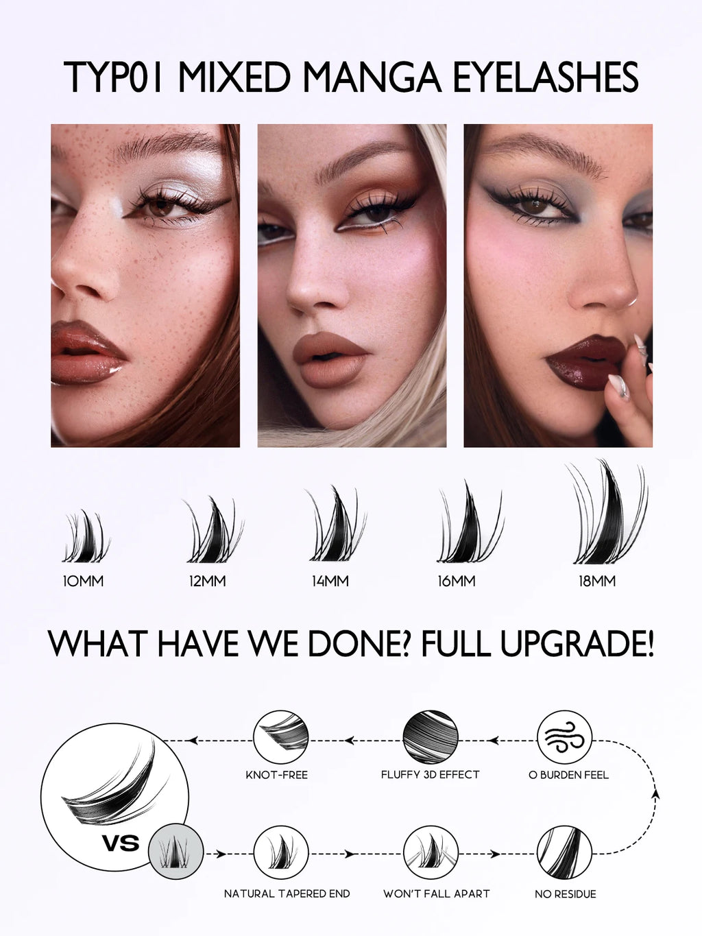 GROINNEYA Cluster Lashes Kit Manga Lashes Natural Eyelash extension Cluster Natural Volume Individual Lashes Mixed Tray Lashes