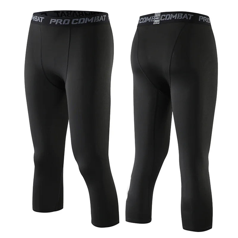 Mens Workout Shorts Sports Wear Running Tights Gym Leggings Tights for Men Yoga Pants Compression Exercise Pants for Men Spandex