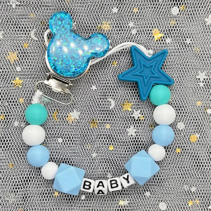 2024 Baby Teether Handmade Personalized Name Pacifier Clips Holder Chains Silicone Pacifier Chain Clips Baby Teething Chain Gift