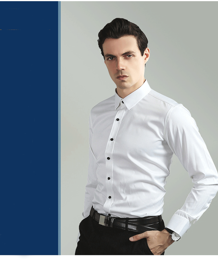6xl summer black White Oversize men's long-sleeved Dress shirt  High quality elastic force non-iron  business casual