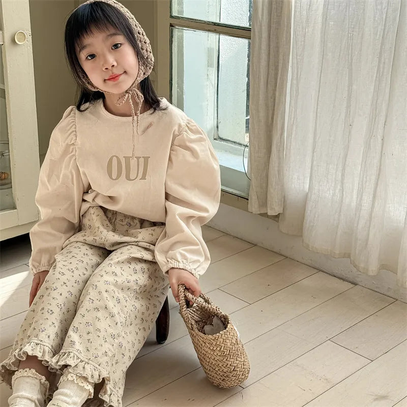 2026 Spring New Girls Cotton Loose Harem Pants Children Girl Clothes Casual Ankle-length Trousers Toddler Kids Corduroy Pants