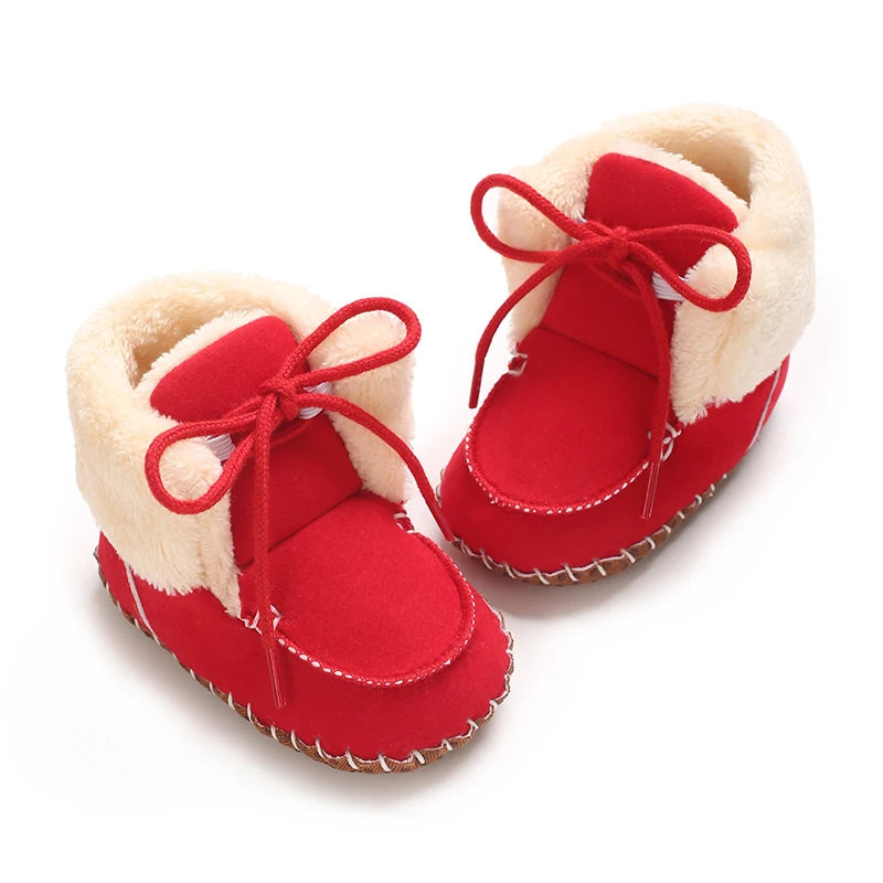 Autumn and Winter Baby Plush Thick Warm Cotton Shoes 0-18 Months Soft Soled Comfortable Non Slip Boots