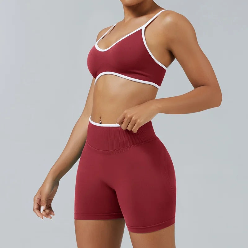2 Piece Workout Sets Women High Stretch Scrunch Butt Ignite Shorts Sports Bra Gym Fitness Jogging Cycling Active Sports Suits